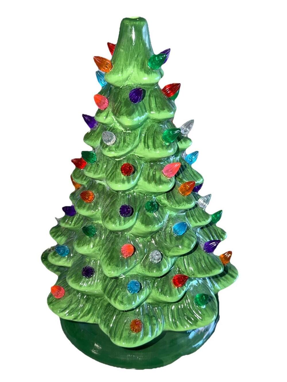 Ceramic‎ Christmas Tree Light Up Multi color Lights 12" NEW CORD & BULB Vintage